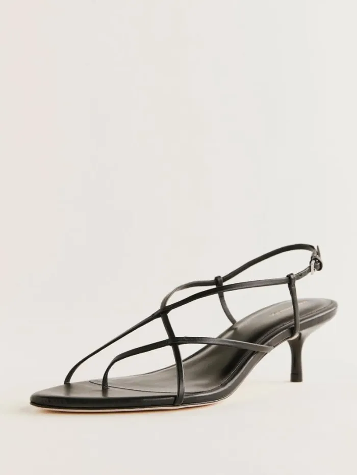 The Reformation Daphne Heeled Sandal Black Leather 8211 WeddingsShoes