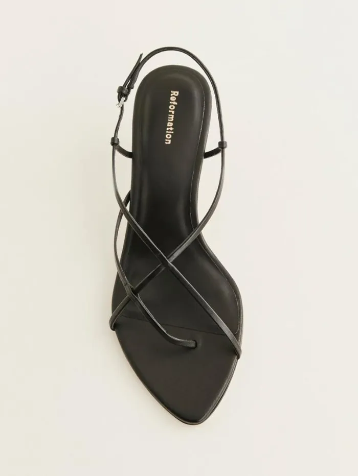 The Reformation Daphne Heeled Sandal Black Leather 8211 WeddingsShoes