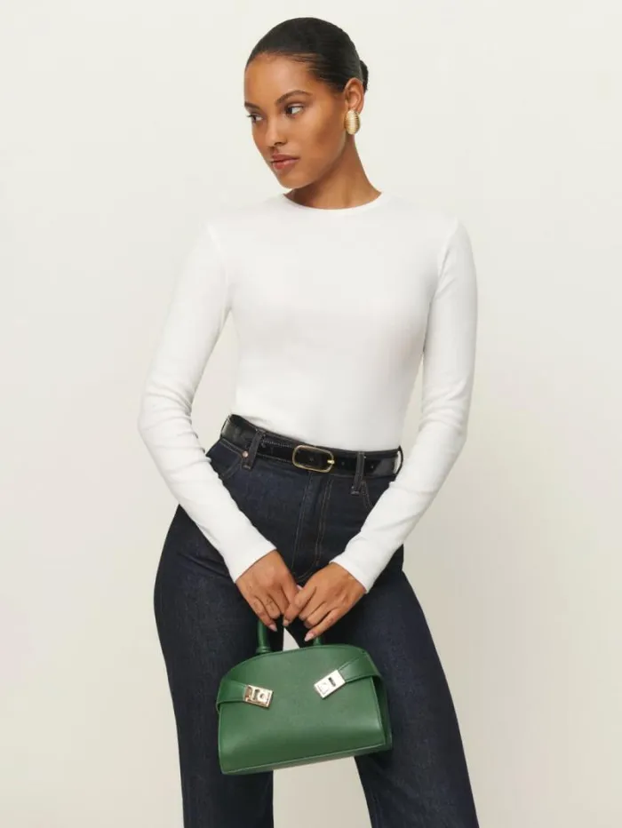 The Reformation Davy Long Sleeve Crewneck Tee White 8211 Clothing