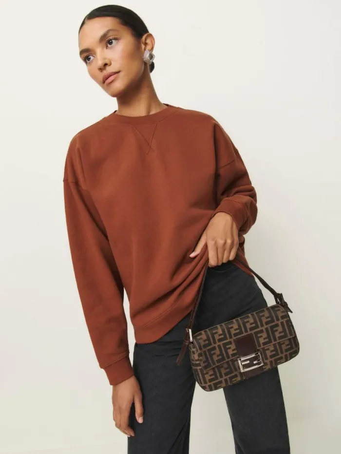 The Reformation Drew Vintage Oversized Crewneck Sweatshirt Fig Jam 8211 Clothing