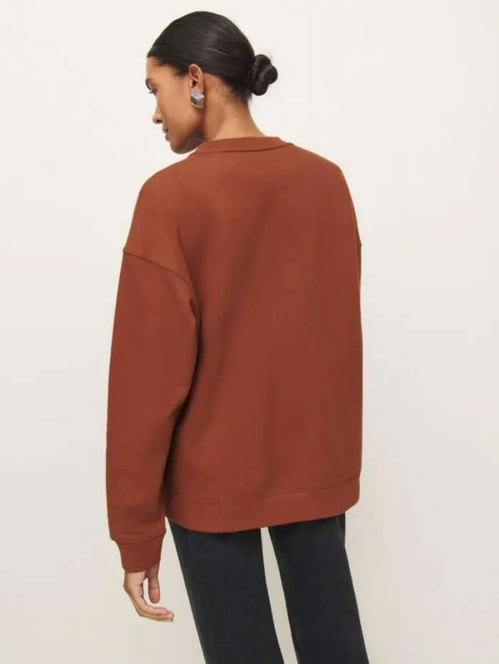 The Reformation Drew Vintage Oversized Crewneck Sweatshirt Fig Jam 8211 Clothing