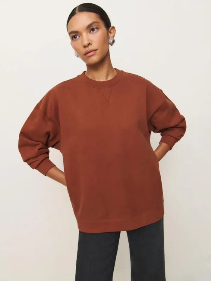 The Reformation Drew Vintage Oversized Crewneck Sweatshirt Fig Jam 8211 Clothing