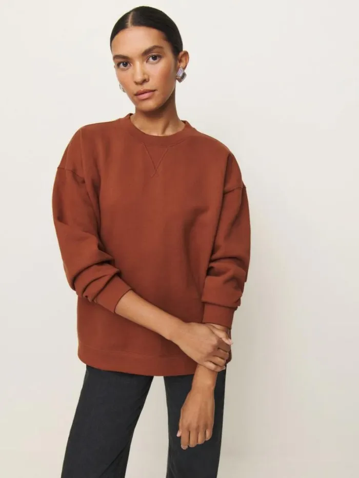 The Reformation Drew Vintage Oversized Crewneck Sweatshirt Fig Jam 8211 Clothing