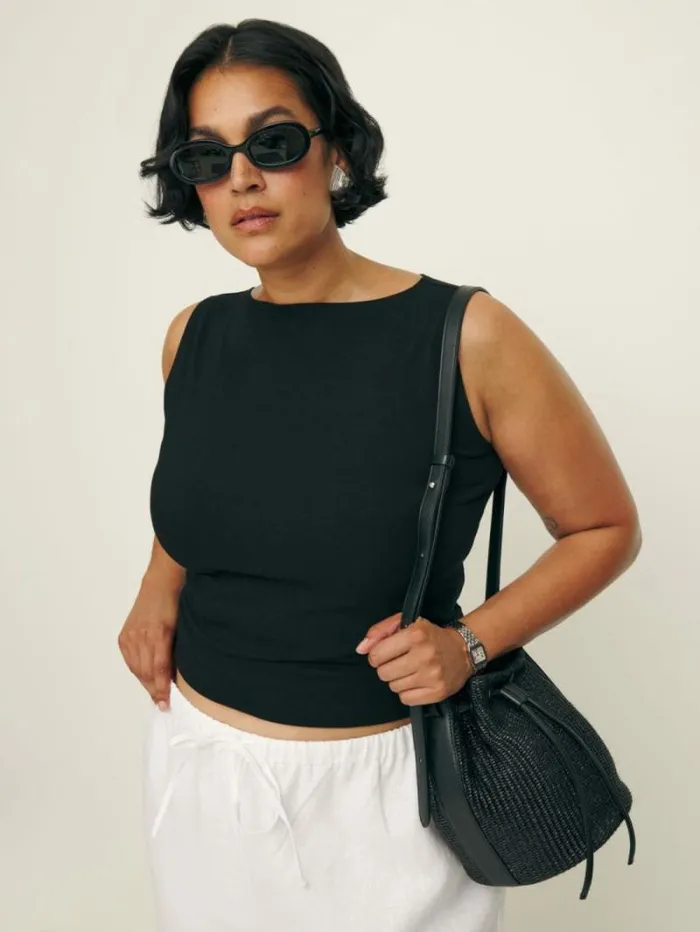 The Reformation Dusk Knit Top Es Black 8211 Clothing