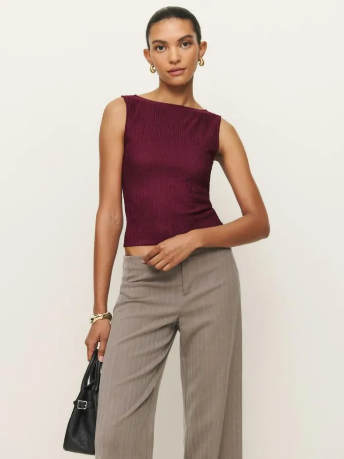 The Reformation Dusk Knit Top Mulberry 8211 Clothing