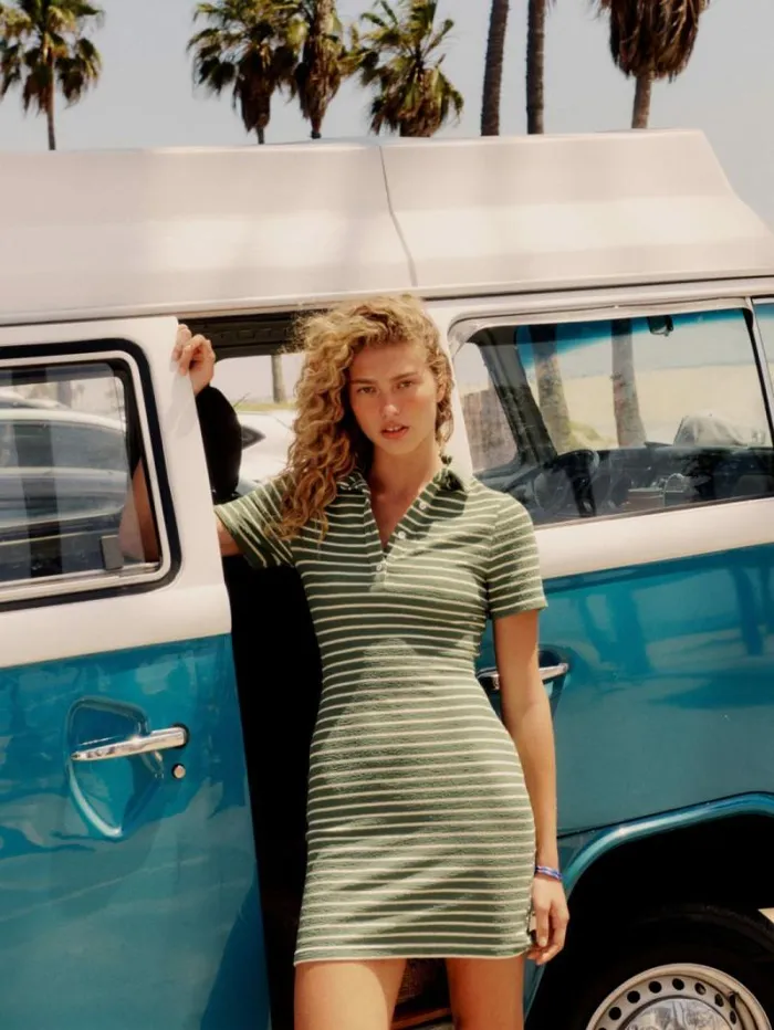 The Reformation Elena Knit Dress Green And White Stripe 8211 Clothing
