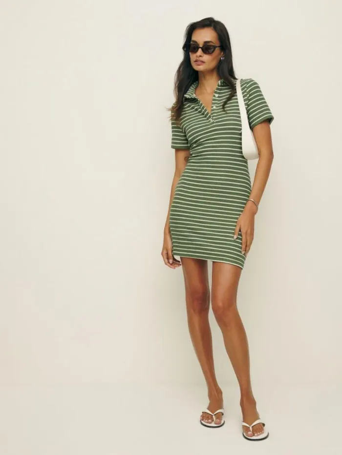 The Reformation Elena Knit Dress Green And White Stripe 8211 Clothing