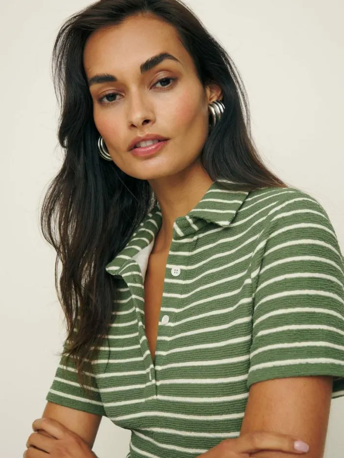 The Reformation Elena Knit Dress Green And White Stripe 8211 Clothing