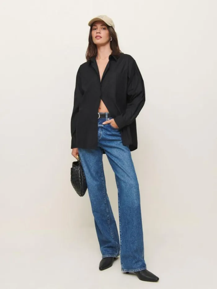 The Reformation Eli Oversized Shirt Black 8211 Clothing