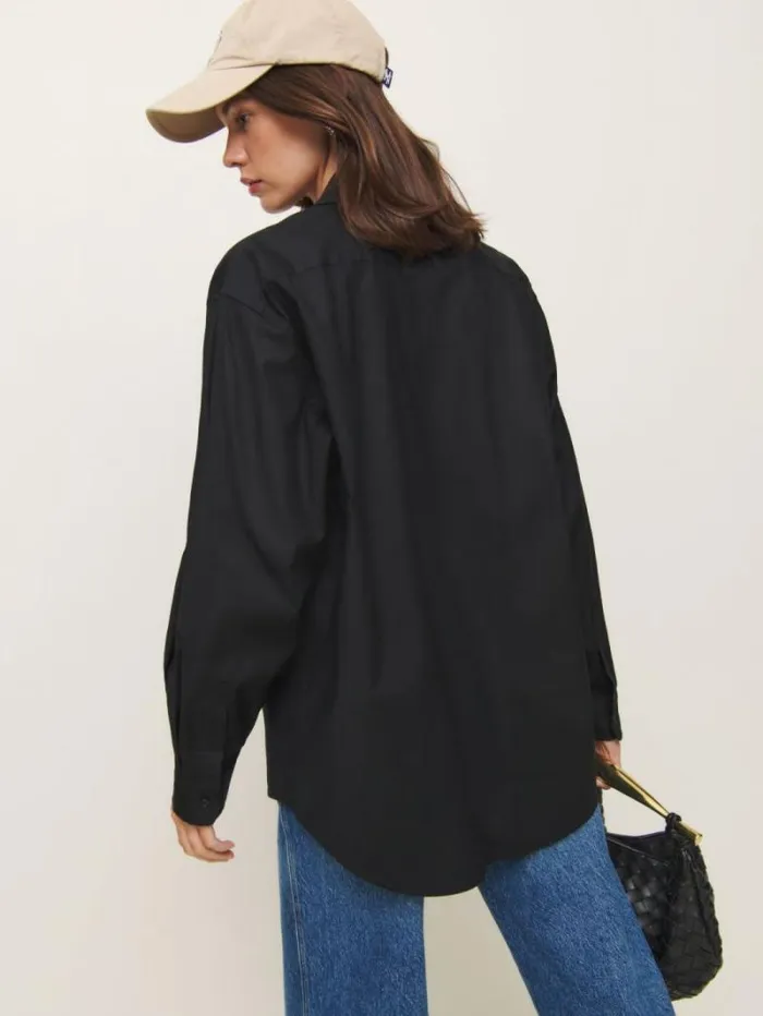 The Reformation Eli Oversized Shirt Black 8211 Clothing