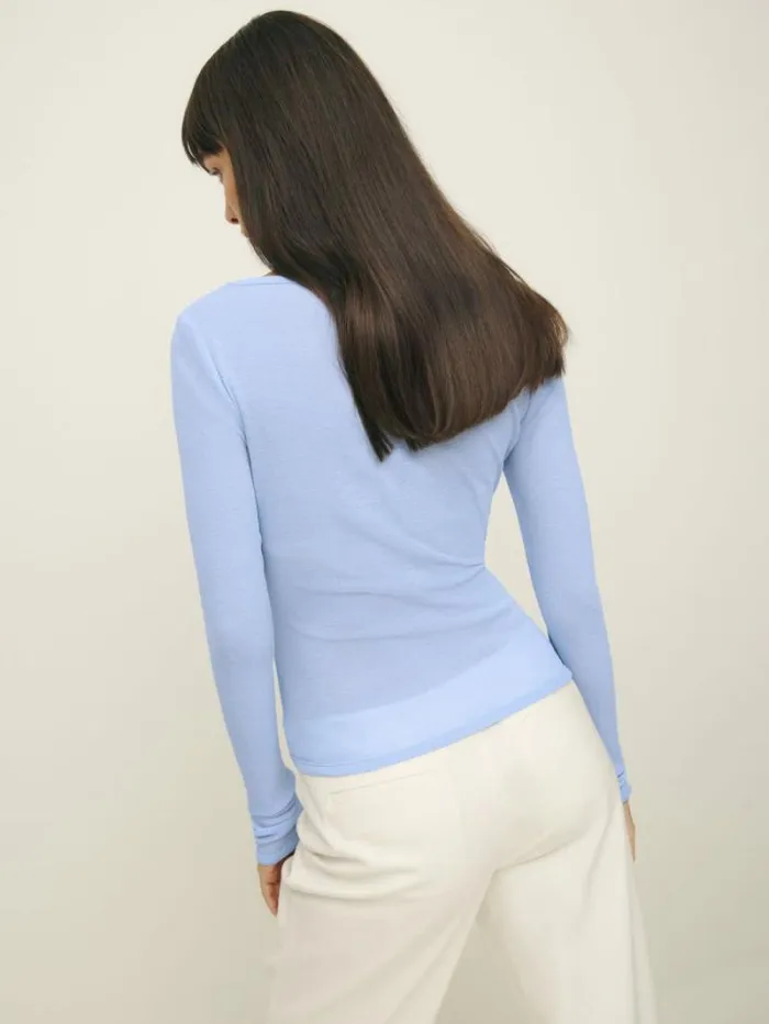 The Reformation Emery Knit Top Baby Blue 8211 Clothing