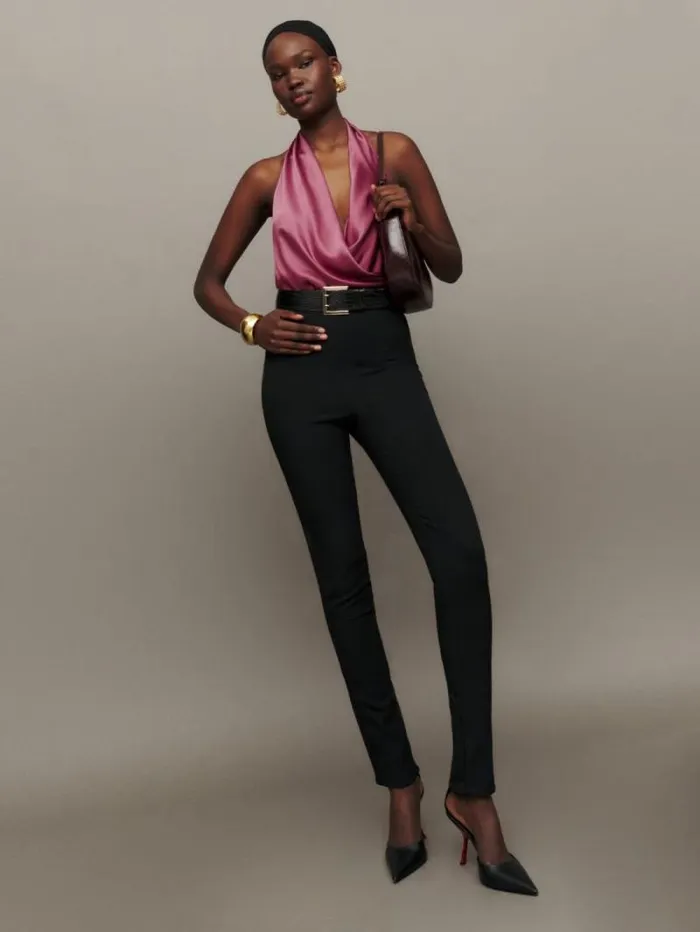 The Reformation Emmy Silk Top Strawberry Wine 8211 Clothing