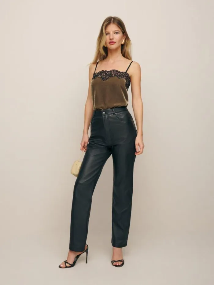 The Reformation Estelle Velvet Top Portabella 8211 Clothing