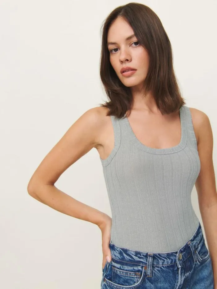 The Reformation Fiore Knit Top Grey 8211 Clothing