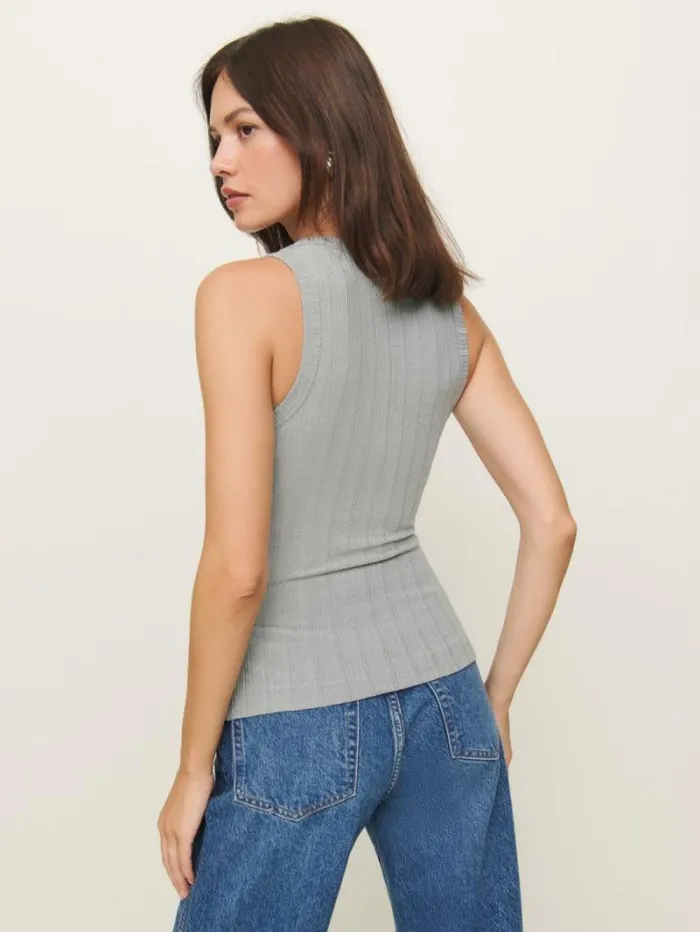 The Reformation Fiore Knit Top Grey 8211 Clothing