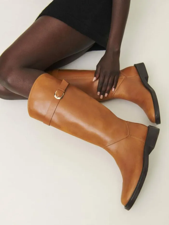 The Reformation Franklin Knee Boot Whiskey Leather 8211 Shoes