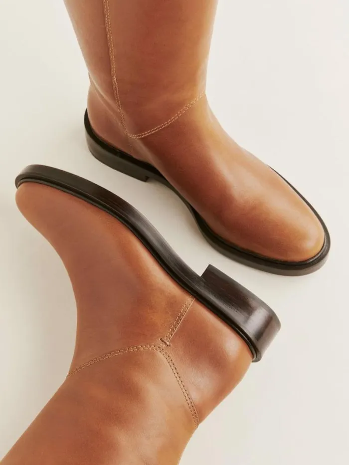 The Reformation Franklin Knee Boot Whiskey Leather 8211 Shoes