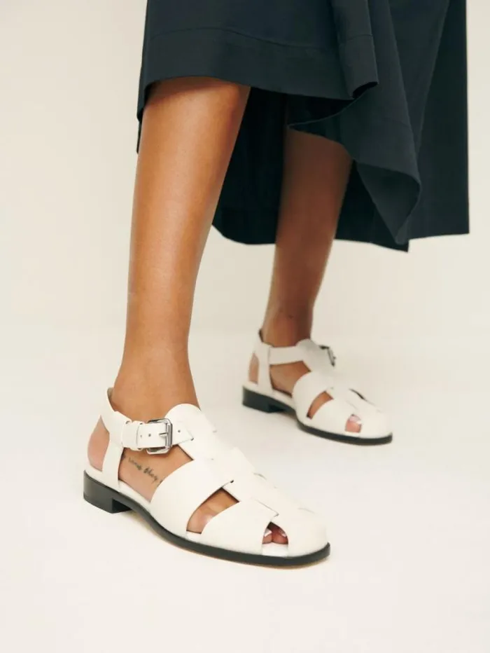 The Reformation Freya Fisherman Sandal White Leather 8211 Shoes