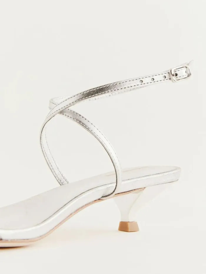 The Reformation Georgia Kitten Heeled Sandal Silver 8211 Shoes