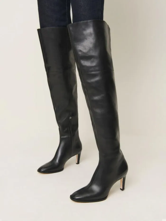 The Reformation Giles Over The Knee Boot Black Leather 8211 Shoes