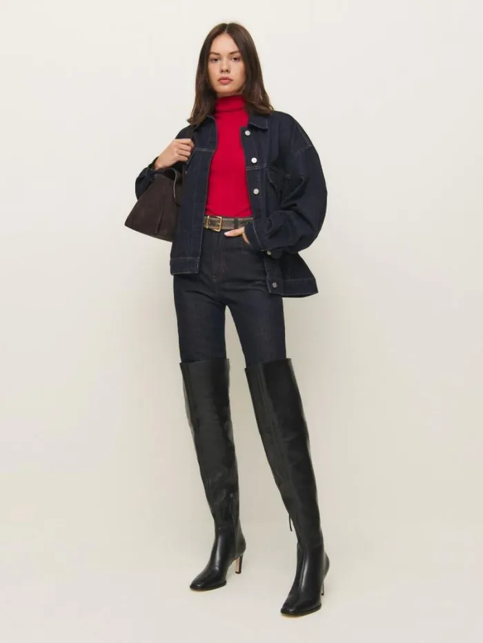 The Reformation Giles Over The Knee Boot Black Leather 8211 Shoes