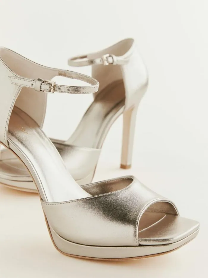 The Reformation Gloria Heeled Platform Sandal Golden Haze Leather 8211 WeddingsShoes