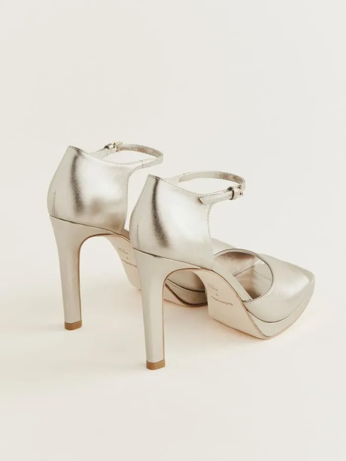 The Reformation Gloria Heeled Platform Sandal Golden Haze Leather 8211 WeddingsShoes