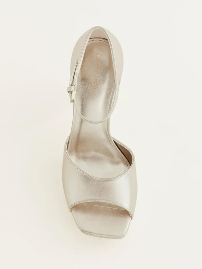 The Reformation Gloria Heeled Platform Sandal Golden Haze Leather 8211 WeddingsShoes