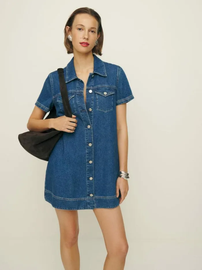 The Reformation Harlee Denim Mini Dress Indio 8211 Clothing