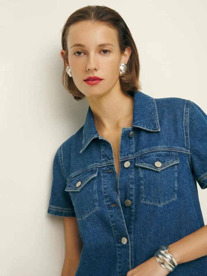 The Reformation Harlee Denim Mini Dress Indio 8211 Clothing