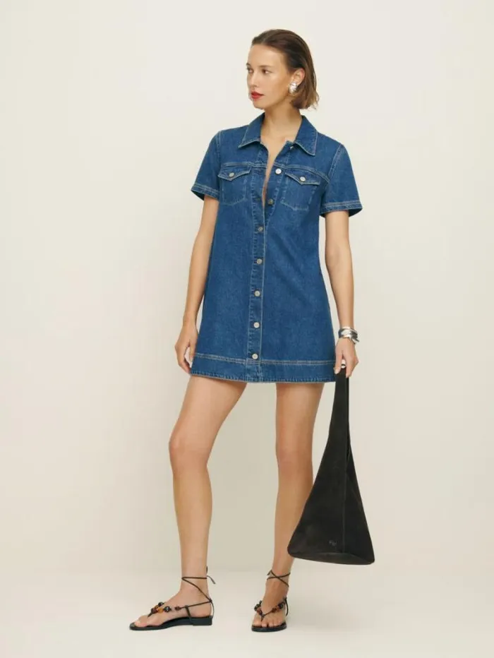 The Reformation Harlee Denim Mini Dress Indio 8211 Clothing
