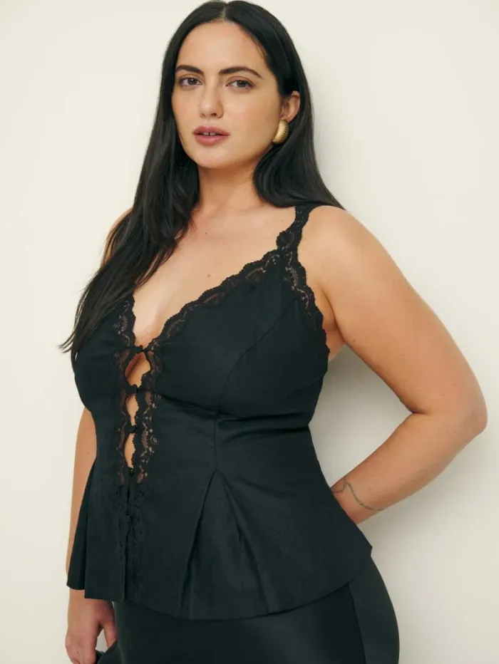 The Reformation Josefina Linen Top Es Black 8211 Clothing