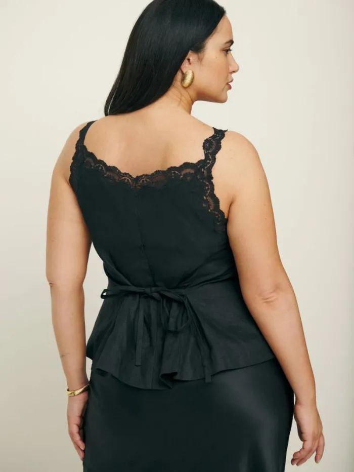 The Reformation Josefina Linen Top Es Black 8211 Clothing