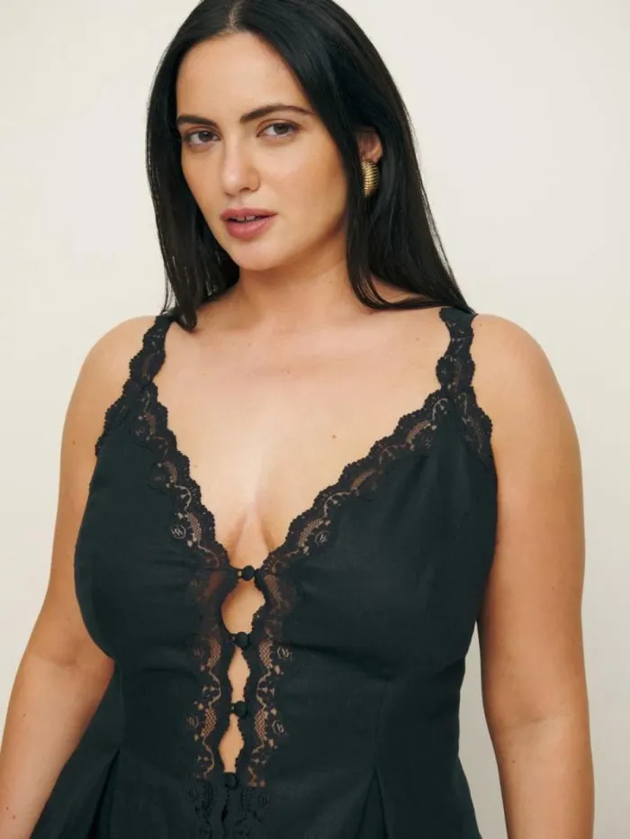 The Reformation Josefina Linen Top Es Black 8211 Clothing