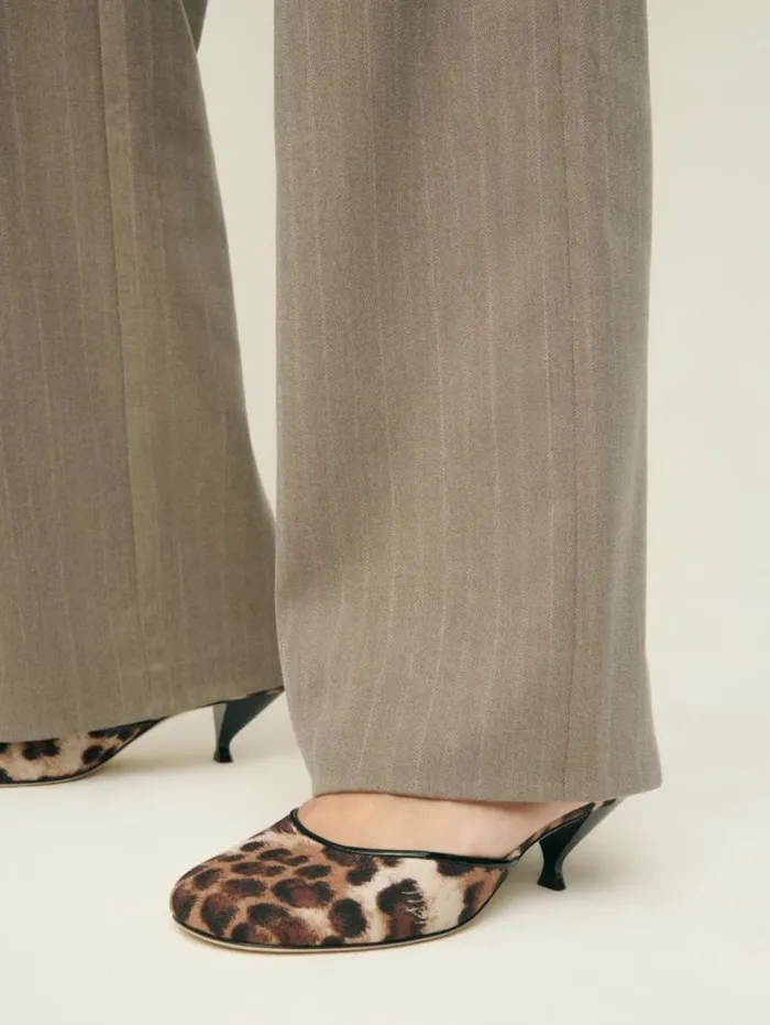 The Reformation Kalinka Heeled Mule Leopard Crepe 8211 Shoes