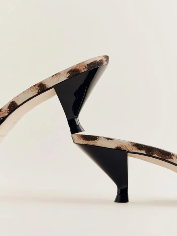 The Reformation Kalinka Heeled Mule Leopard Crepe 8211 Shoes
