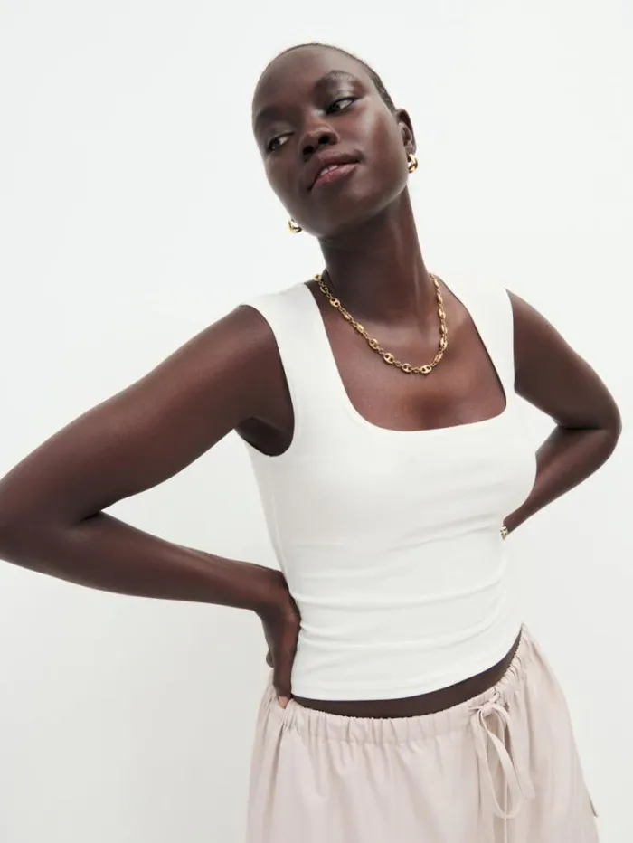 The Reformation Keegan Knit Top Ivory 8211 Clothing