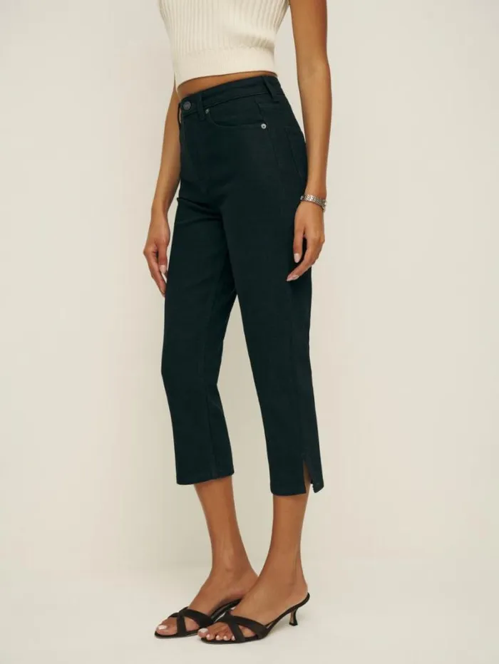 The Reformation Lucy High Rise Capri Jeans Black 8211 Clothing