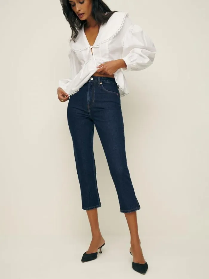 The Reformation Lucy High Rise Capri Jeans Seneca 8211 Clothing