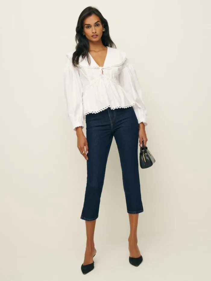 The Reformation Lucy High Rise Capri Jeans Seneca 8211 Clothing