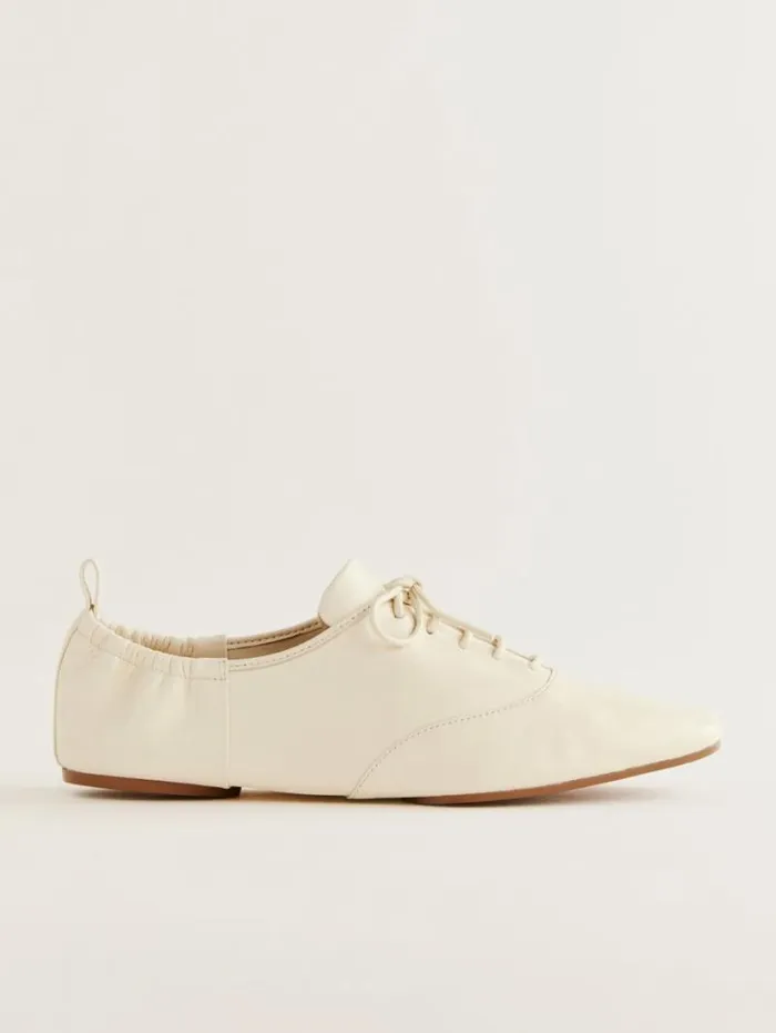 The Reformation Marie Laceup Oxford Cream Puff Leather 8211 Shoes