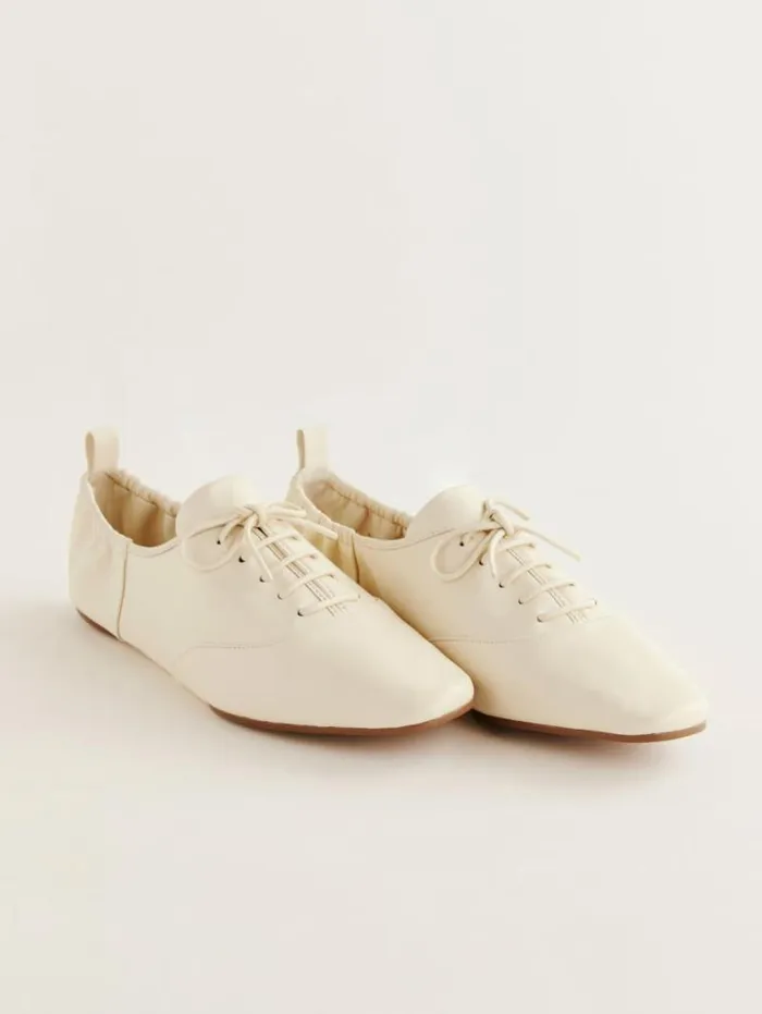 The Reformation Marie Laceup Oxford Cream Puff Leather 8211 Shoes