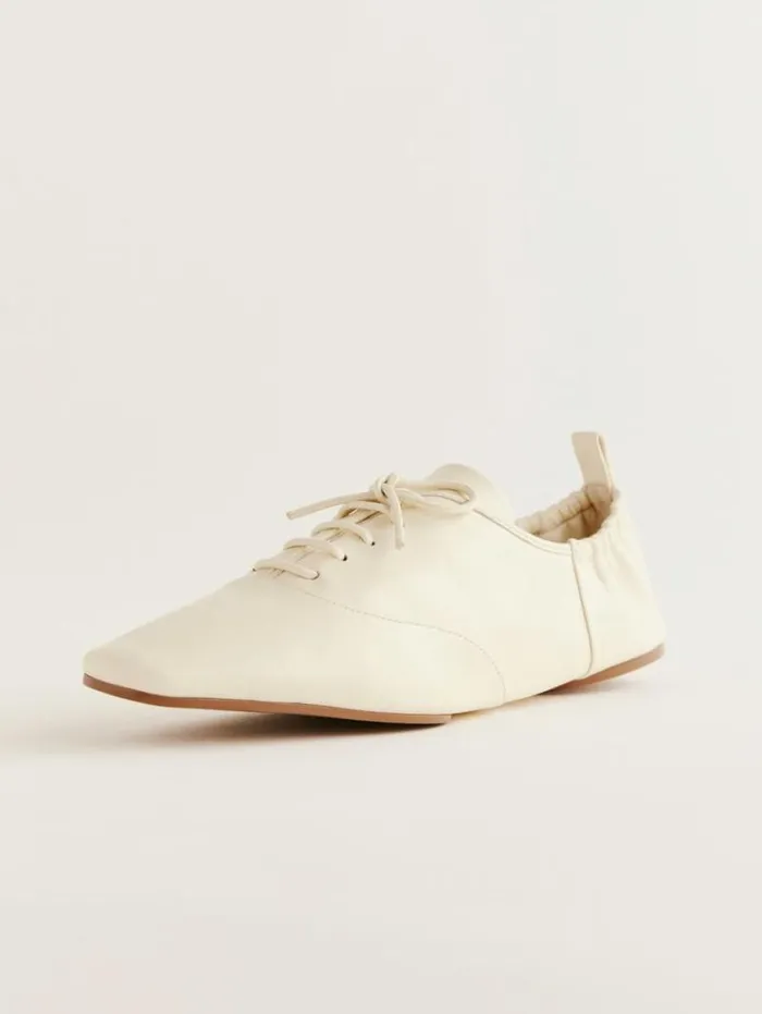 The Reformation Marie Laceup Oxford Cream Puff Leather 8211 Shoes