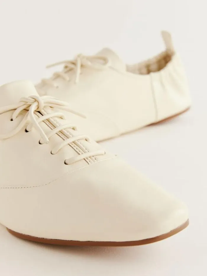 The Reformation Marie Laceup Oxford Cream Puff Leather 8211 Shoes