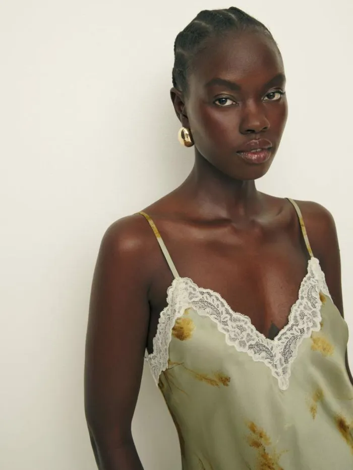 The Reformation Marina Silk Dress Golden Hour 8211 Clothing