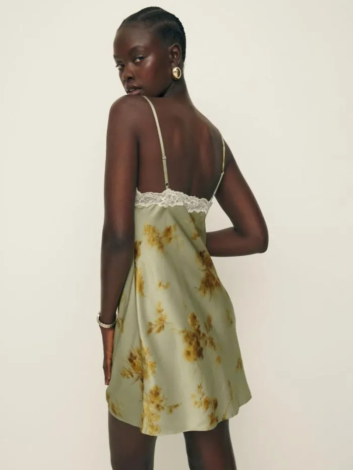 The Reformation Marina Silk Dress Golden Hour 8211 Clothing