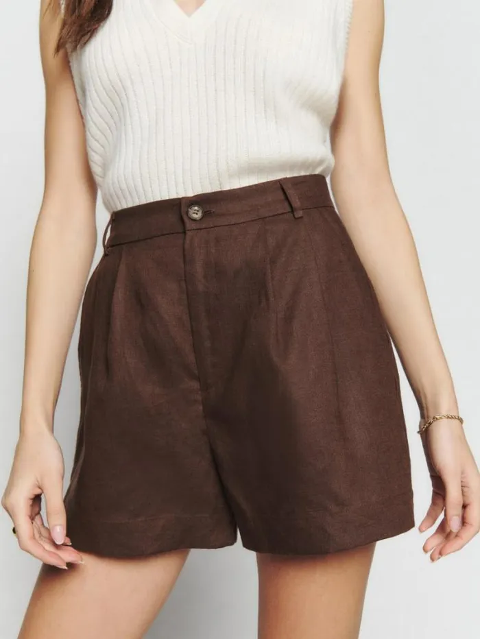 The Reformation Mason Linen Short Cafe 8211 Clothing