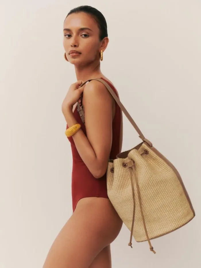 The Reformation Medium Ornellia Bucket Bag Natural 8211 Bags