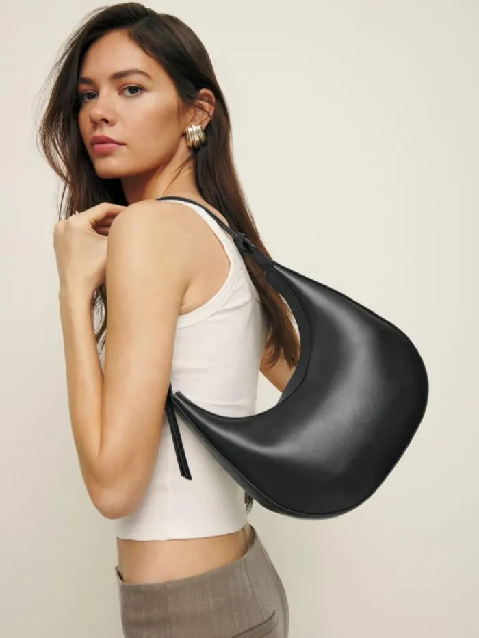 The Reformation Medium Rosetta Shoulder Bag Black Mirum Vegan Leather 8211 Bags