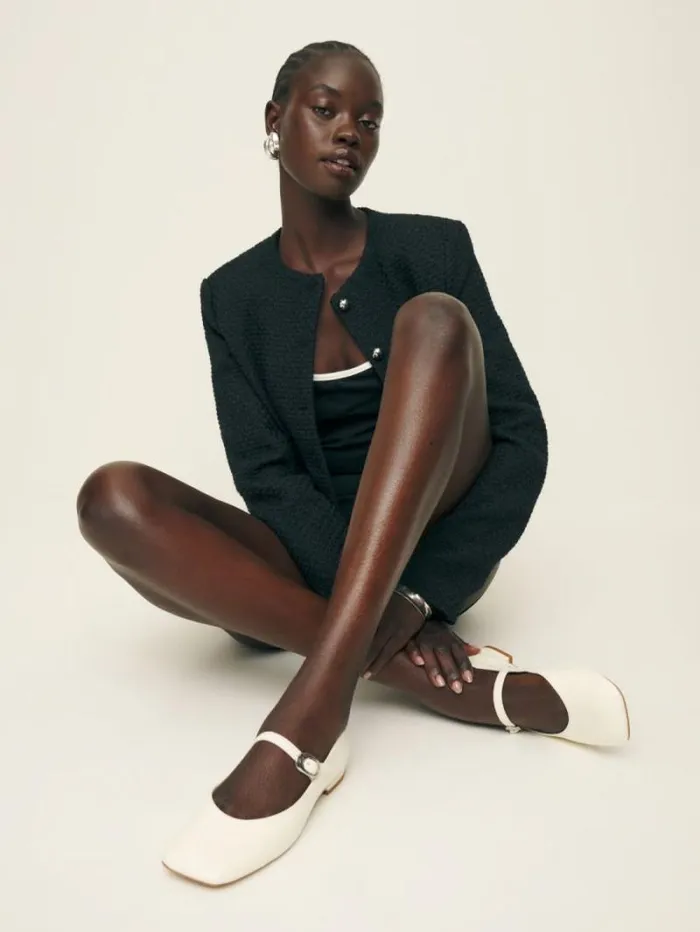 The Reformation Melissa Mary Jane Flat White Patent 8211 Shoes